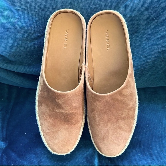 VINCE Ulla Hemp Leather Espadrille Platform Tan Mules SIZE 9.5 NWOT $230. NICE! - Picture 12 of 12